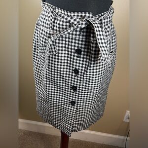 Jones New York Checkered Pencil Skirt with Tie Waist